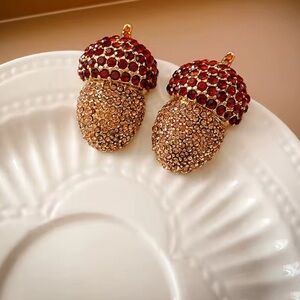 Elegant Gold and Brown Acorn Earrings, NEW